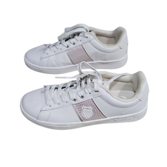 K-Swiss Tennis Shoes/Sneakers Women's Size 9 Leather White/Pink Accent EUC - Picture 3 of 13